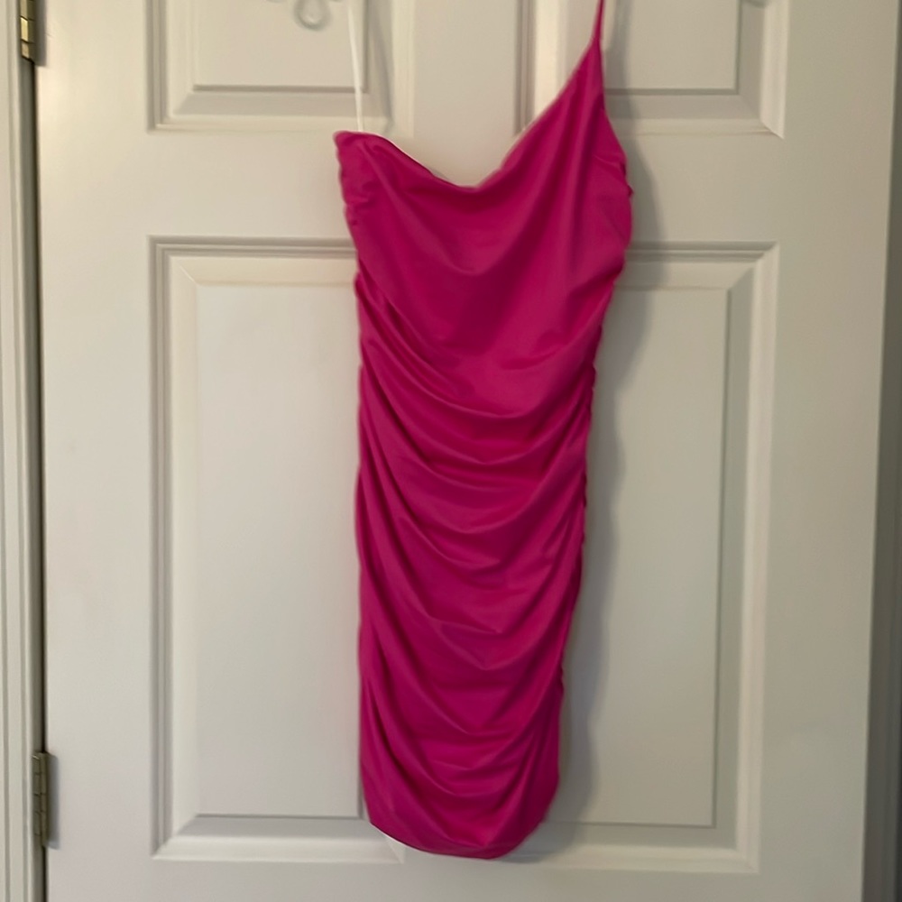 Hello Molly pink bodycon one shoulder dress size 6